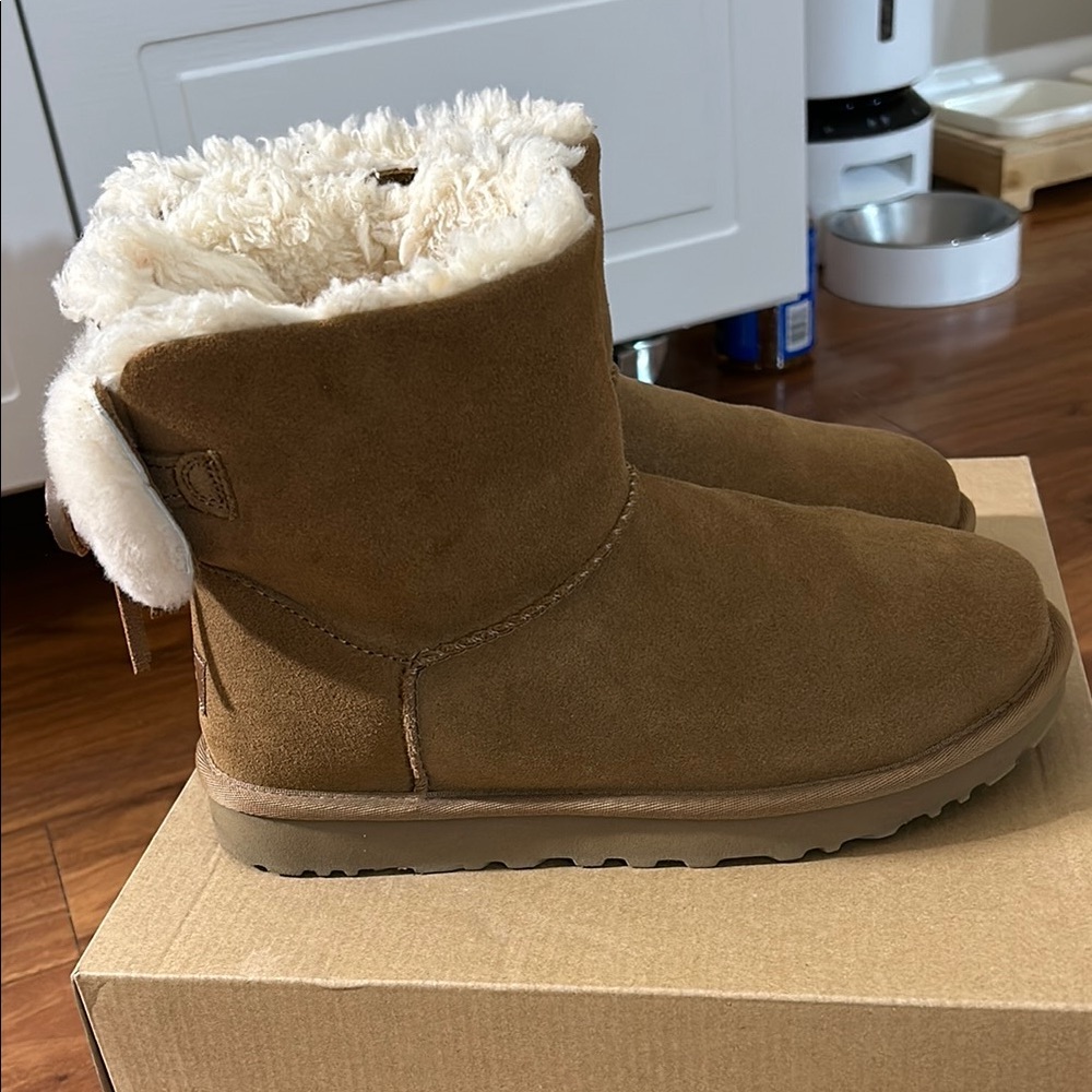 UGG Brown and Cream Shearling Boots - Picture 2 of 3